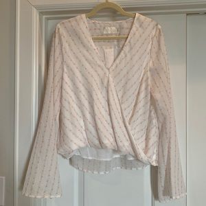 White TJD bell sleeve blouse in medium, close to brand new condition